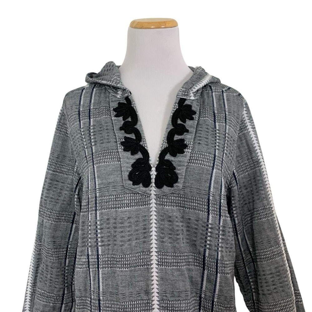 Tommy Bahama Cotton Pullover Hoodie Soutache Women’s M Beachy Baja Hood Coastal